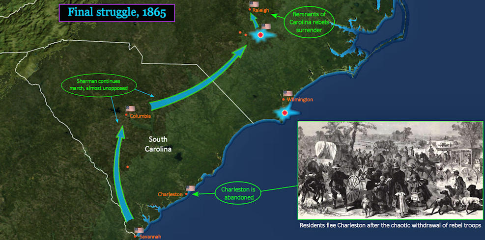 Sherman in the Carolinas, 1865 map